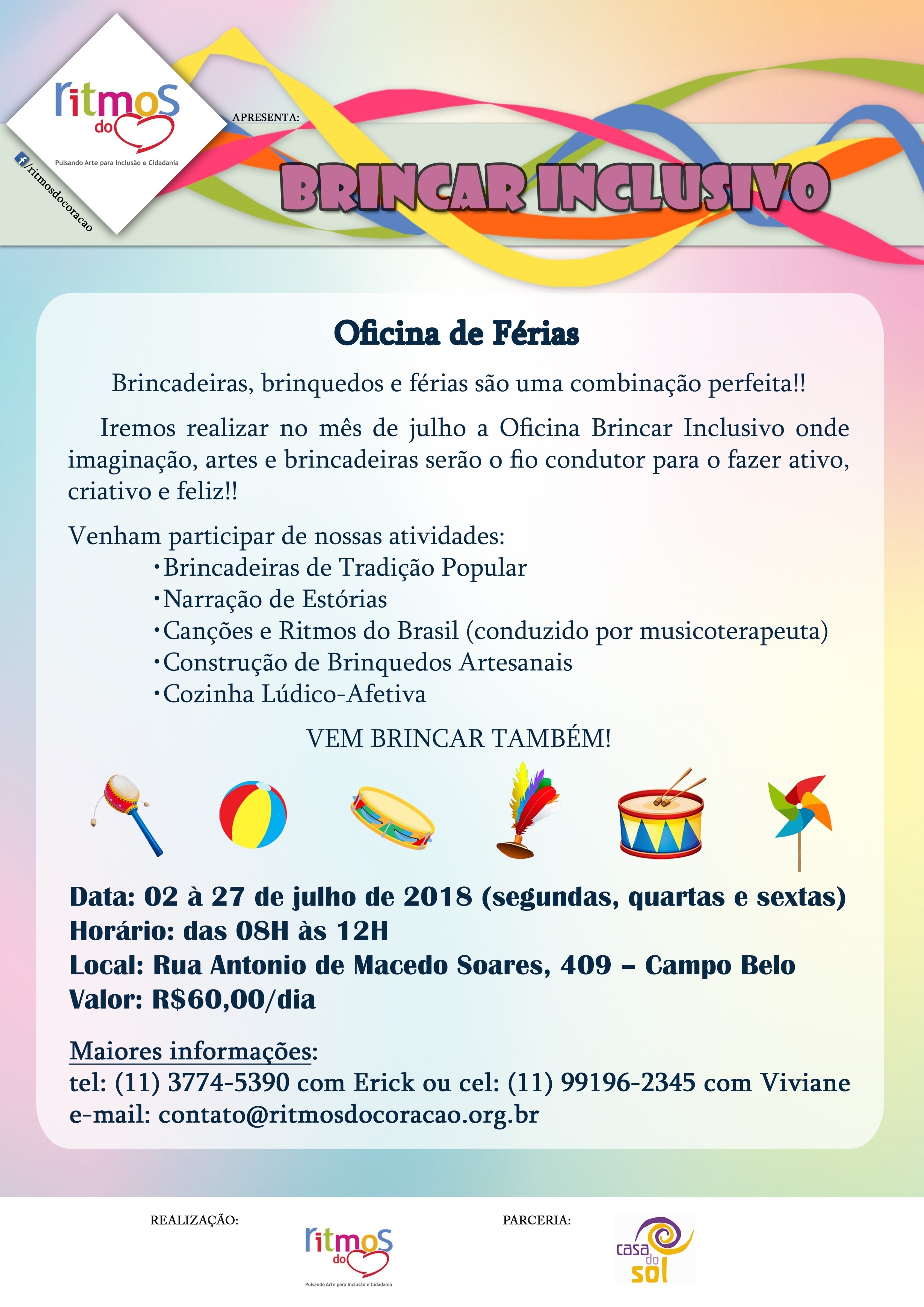 Flyer evento Brincar Inclusivo: Oficina de Férias 