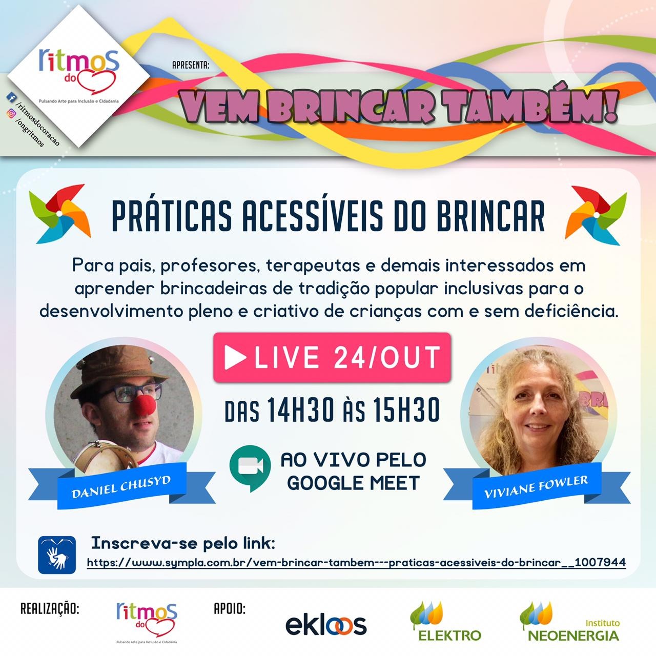 Banner do evento com descrição e foto dos dois participantes: Dani Chusyd e Viviane Fowler 